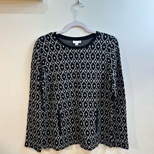 J. Jill Black and Cream Patterned Top